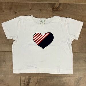 Vintage Lily B Collection Girls Size Large (14) USA Heart Embroidered Shirt